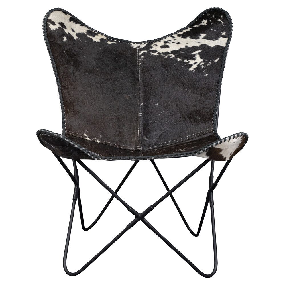 Chair Cowhide Black Leather / fur 80x75x90cm 8716522044645 Mars & More