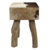 Stool Cowhide Brown Square Leather / fur 30x30x45cm 8716522044720 Mars & More