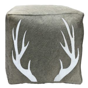 Antler Cowhide Gray Square Natural 45x45x45cm