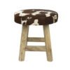 Stool Cowhide  Brown  Round Leather / fur 40x40x45cm 8716522044607 Mars & More